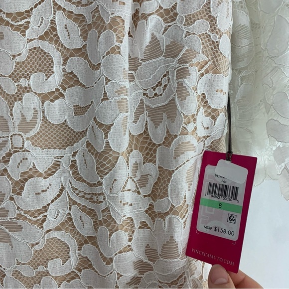NWT Vince Camuto Scalloped Hem White Lace Dress, size 8 - Picture 7 of 14